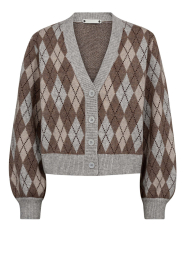 Co'Couture |  Checkered cardigan Row | beige | Picture 1