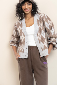 Co'Couture |  Checkered cardigan Row | beige | Picture 2