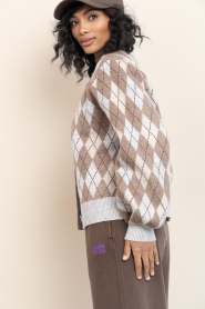 Co'Couture |  Checkered cardigan Row | beige | Picture 6
