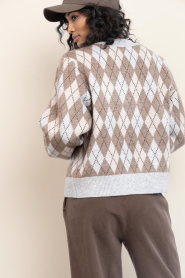 Co'Couture |  Checkered cardigan Row | beige | Picture 7