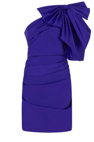Dante6 |  One shoulder dress with bow Tami | blue | Picture 1