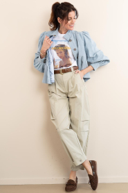 Ibana | Suède top/jas met pofmouwen Taimia | blauw | Afbeelding 4