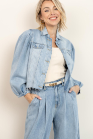 Ibana |  Denim blouse with puffed sleeves Trania | blue | Picture 9