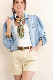Ibana |  Denim blouse with puffed sleeves Trania | blue | Picture 6