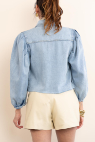 Ibana |  Denim blouse with puffed sleeves Trania | blue | Picture 8