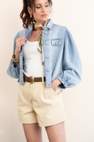 Ibana |  Denim blouse with puffed sleeves Trania | blue | Picture 5