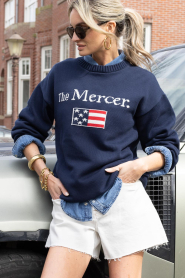 Mercer :  Knitted sweater with print Lilly | dark blue - img4