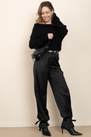 Dante6 |  Satin trousers with buttons Harron | black | Picture 7