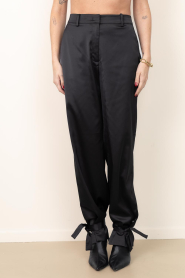 Dante6 |  Satin trousers with buttons Harron | black | Picture 4