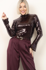 Dante6 |  Top with sequins Paige | burgundy | Picture 2