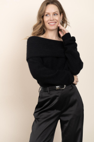 Dante6 |  Alpaca off-shoulder sweater Antya | black | Picture 2