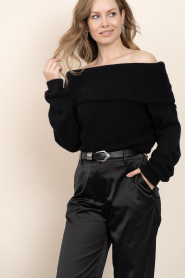 Dante6 |  Alpaca off-shoulder sweater Antya | black | Picture 5