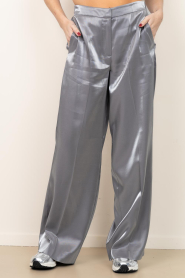 Dante6 |  Shiny wide leg trousers Purity | grey | Picture 5