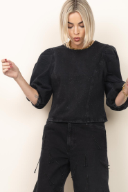 Dante6 |  Denim top with rhinestones Cici | black | Picture 2