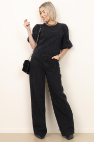 Dante6 |  Denim top with rhinestones Cici | black | Picture 3