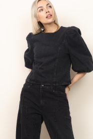 Dante6 |  Denim top with rhinestones Cici | black | Picture 6