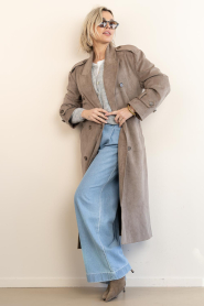 Dante6 :  Faux suède trenchcoat Solen | taupe - img6