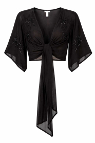 Lola Casademunt |  Wrap top with beads Mallorca | black | Picture 1