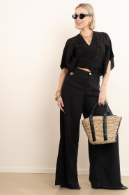 Lola Casademunt |  Wrap top with beads Mallorca | black | Picture 3