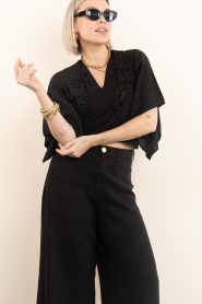 Lola Casademunt |  Wrap top with beads Mallorca | black | Picture 5