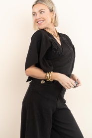Lola Casademunt |  Wrap top with beads Mallorca | black | Picture 6