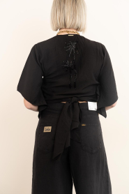 Lola Casademunt |  Wrap top with beads Mallorca | black | Picture 7