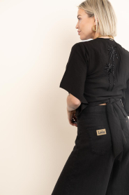 Lola Casademunt |  Wrap top with beads Mallorca | black | Picture 8