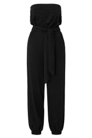 Lola Casademunt |  Strapless jumpsuit with beads Valencia | black | Picture 1