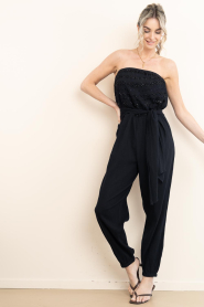 Lola Casademunt |  Strapless jumpsuit with beads Valencia | black | Picture 5