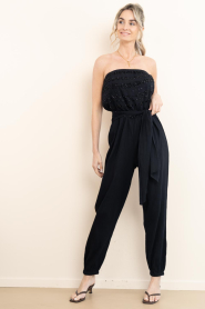 Lola Casademunt |  Strapless jumpsuit with beads Valencia | black | Picture 6
