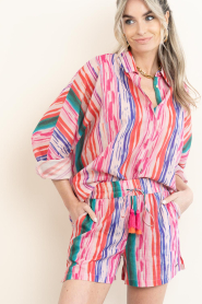 Lola Casademunt |  Striped lurex short Rosa | multi | Picture 4