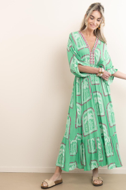 Lola Casademunt |  Viscose maxi dress with print Pico | green | Picture 6