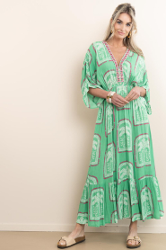 Lola Casademunt |  Viscose maxi dress with print Pico | green | Picture 5