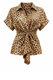 Lola Casademunt |  Blouse with leopard print Manga | animal print | Picture 1