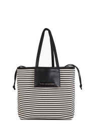 Lola Casademunt |  Striped shopper Lugo | black | Picture 1