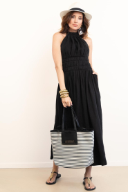 Lola Casademunt |  Striped shopper Lugo | black | Picture 2