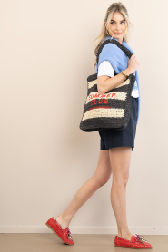 Lola Casademunt |  Striped raffia shopper Calp | black | Picture 3