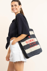 Lola Casademunt :  Striped raffia shopper Calp | black - img2