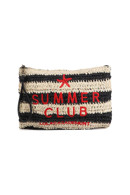 Lola Casademunt |  Striped raffia clutch Breton | black | Picture 1