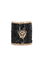 Lola Casademunt |  Bracelet with gold colored leopard Cascade | black | Picture 1