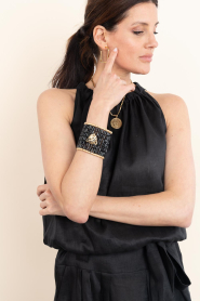 Lola Casademunt |  Bracelet with gold colored leopard Cascade | black | Picture 3
