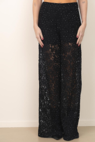 Co'Couture |  Lace pants with rhinestones Sia | black | Picture 7