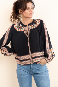 ba&sh |  Blouse with embroidery Valda | black | Picture 4