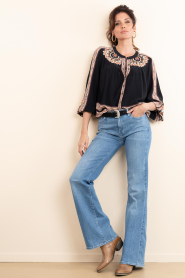 ba&sh |  Blouse with embroidery Valda | black | Picture 3