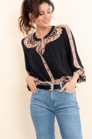 ba&sh |  Blouse with embroidery Valda | black | Picture 5