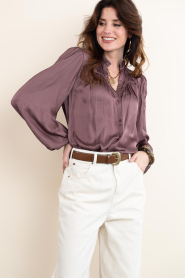 ba&sh :  Satin blouse Cesira | brown - img4