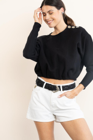ba&sh |  Cropped sweater with buttons Branny | black | Picture 2
