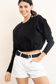 ba&sh |  Cropped sweater with buttons Branny | black | Picture 4