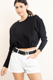 ba&sh |  Cropped sweater with buttons Branny | black | Picture 5