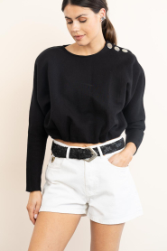 ba&sh |  Cropped sweater with buttons Branny | black | Picture 6